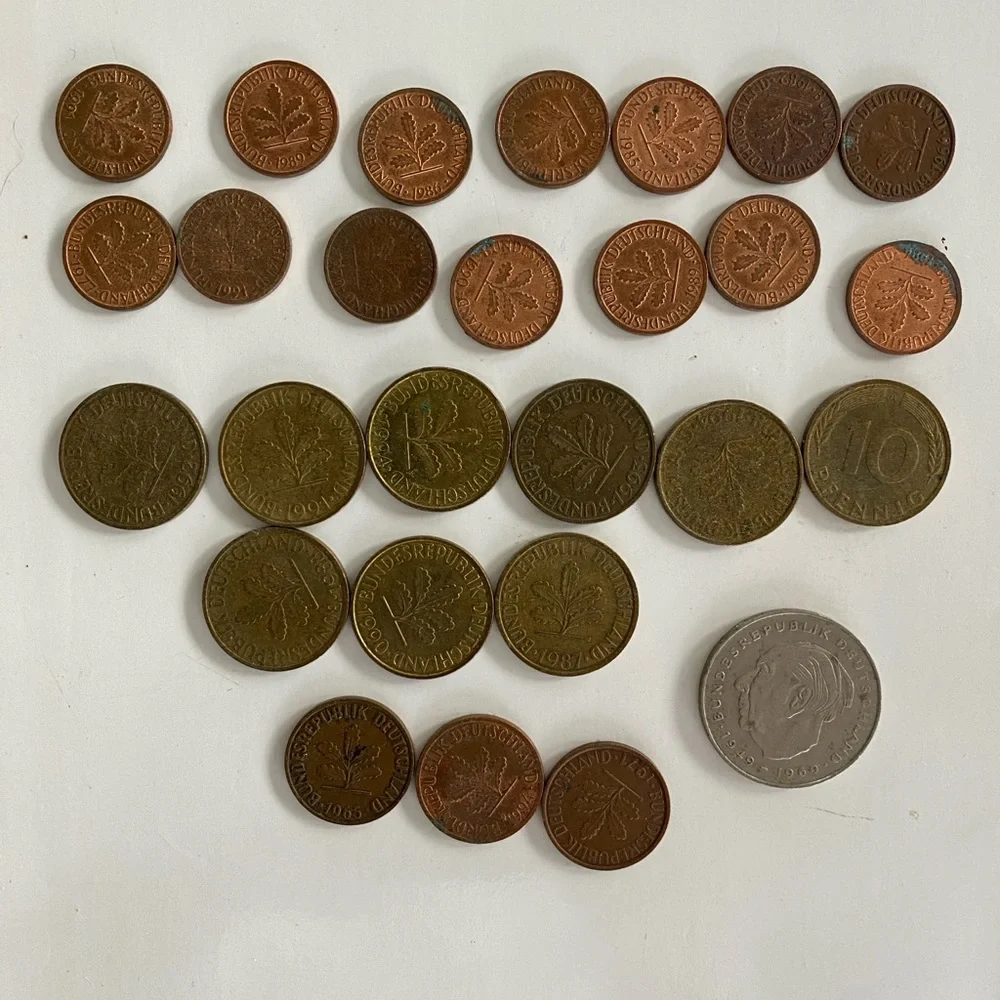 Vintage German Coins Pfinnigs mixed lot 1960s-1990s money from Germany